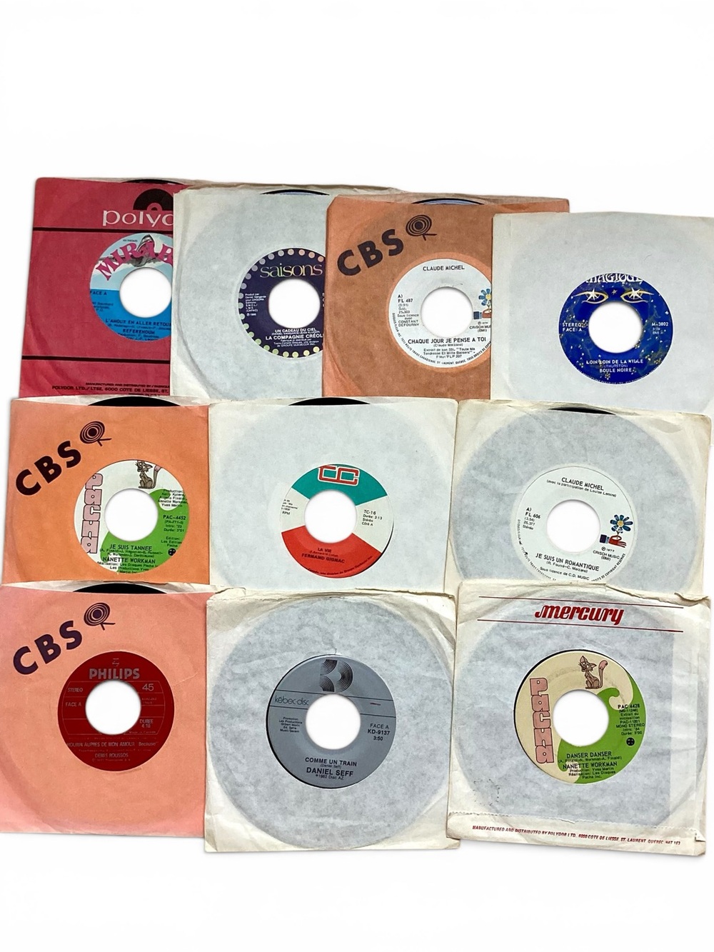 10 Vintage French 45 RPM Records | Nanette Workman, Claude Michel, Boule Noire!